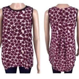 Madewell red silk Canal Blouse pressed flowers Size small Style e4762